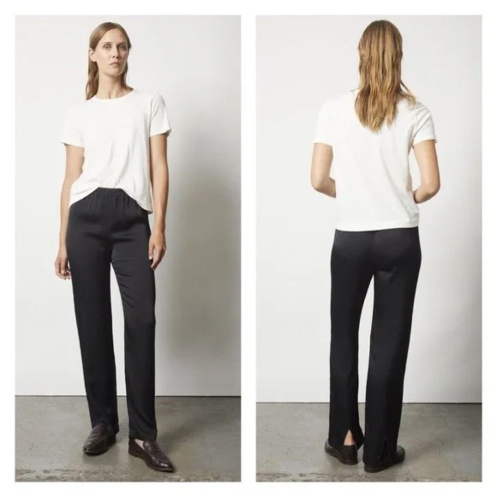 RAQUEL ALLEGRA Pants Womens 3 Large Black Pull On Slit Hem‎ Phoenix Quiet Luxury